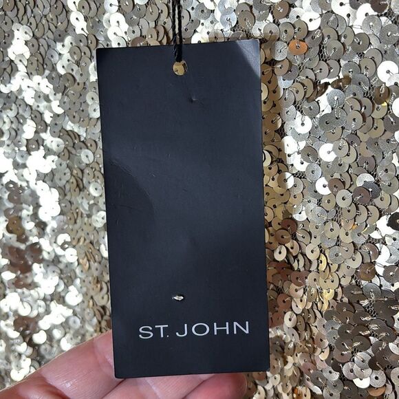 St. John women’s dress 6 gold sequined event party occasion silk lined New - Picture 6 of 9
